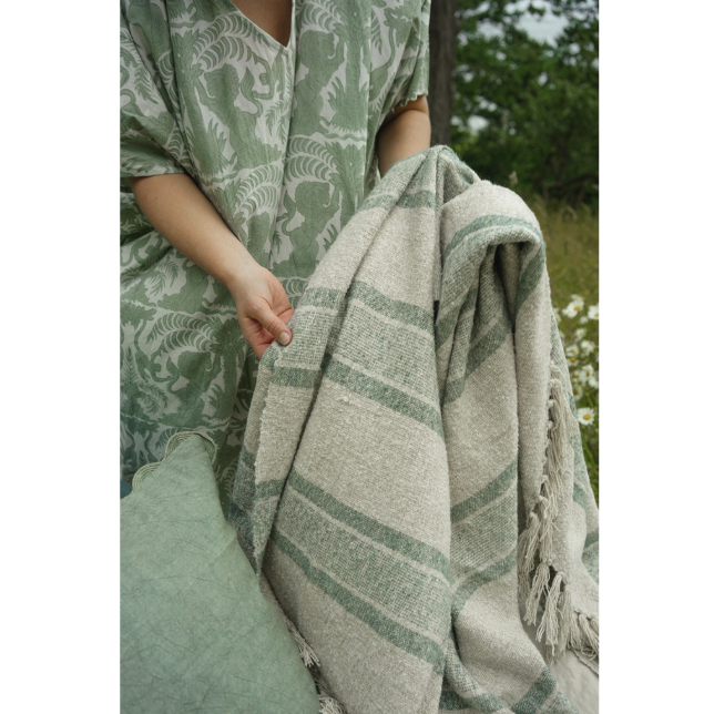 Tulum Striped Throw Blue