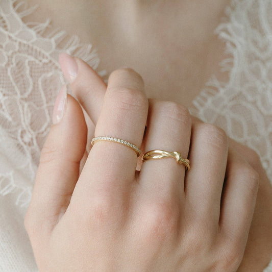 Everly Knot Ring styled on hand - PABOOM