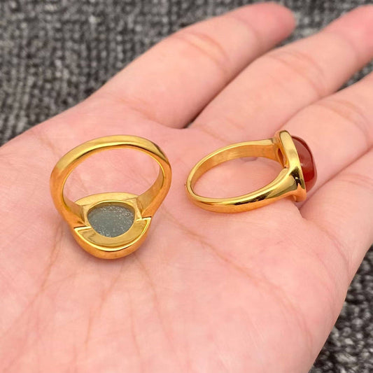 Inlaid Stone Ring - Brown