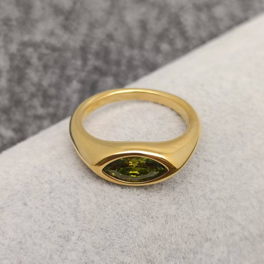 Horse Eye Zircon Ring - Green
