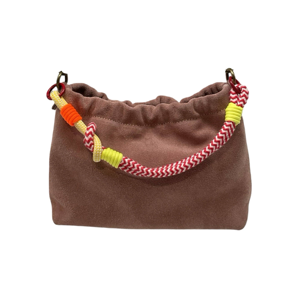 Suede Leather Shoulder Bag Pleated - Persimmon