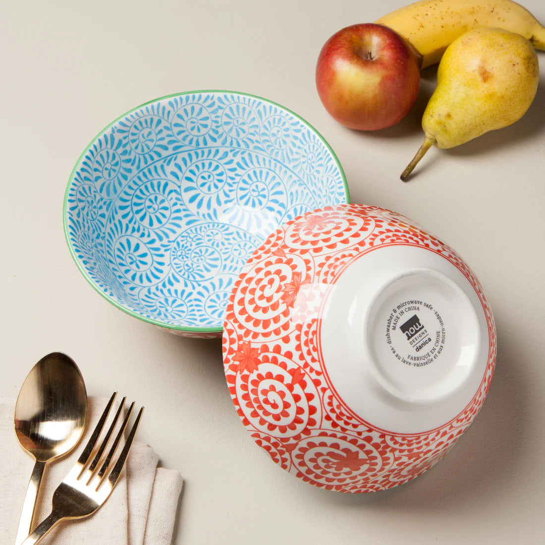 Orange and Blue Swirls Stamped Bowl