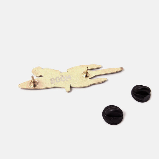 Close-up detail of Rocket Pin enamel finish and gold trim - PABOOM