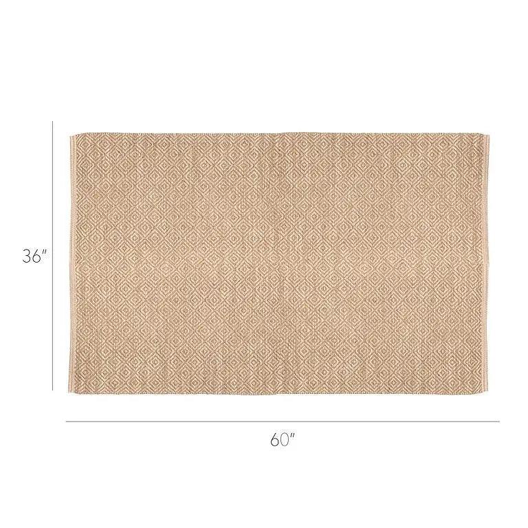Flat Diamond Weave Rug flat-woven rug with diamond pattern in cotton and jute, neutral tones for stylish home décor - PABOOM