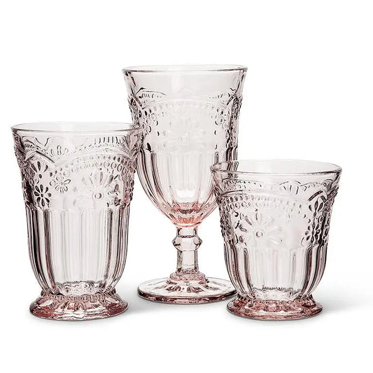 Abbott - Flower Wine Glass Pink 6.5’’H (8oz)