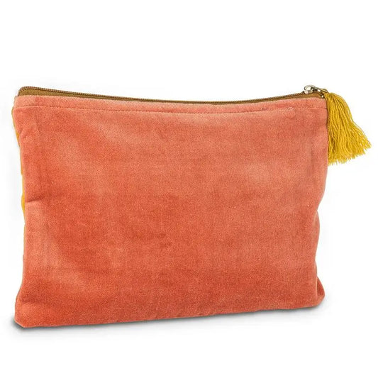 Abbott - Large Striped Velvet Pouch w/Tassel Gold
