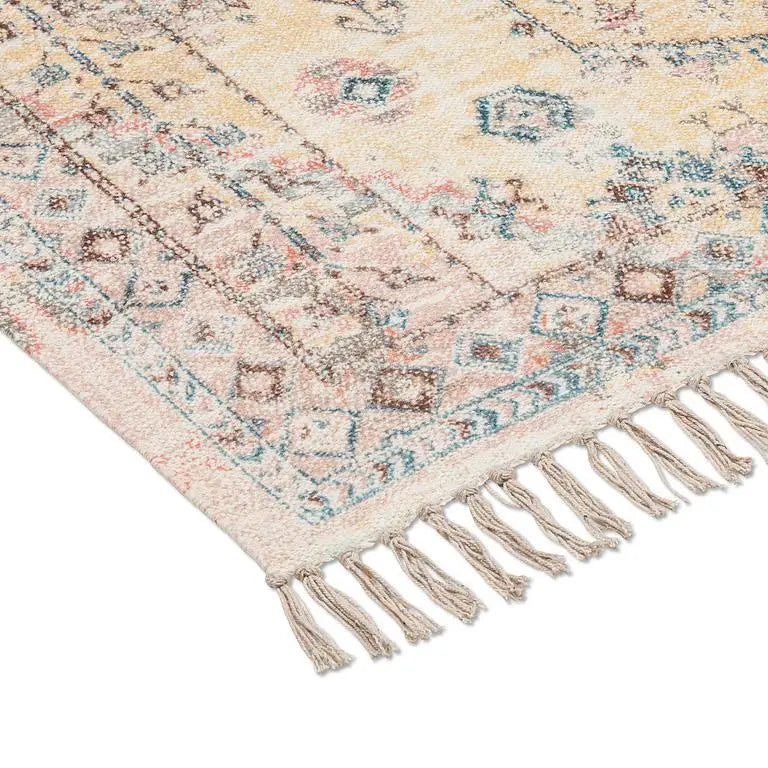 Abbott - Printed Cotton Blue + Yellow Rug