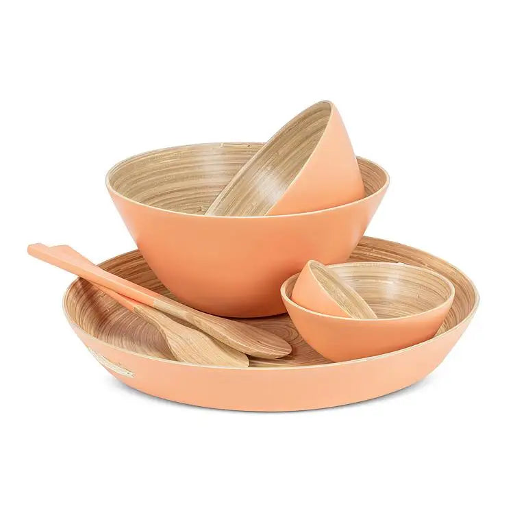 Round Bamboo Tray with Handles - Melon