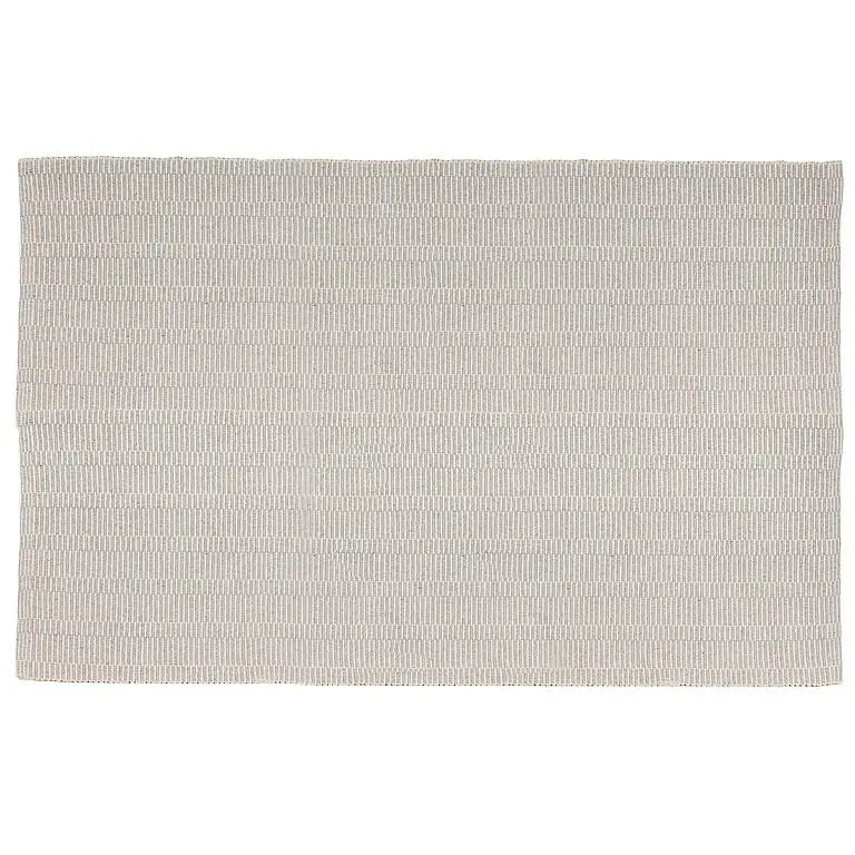Abbott - Short Stripe Woven Cotton Rug Green + Ivory