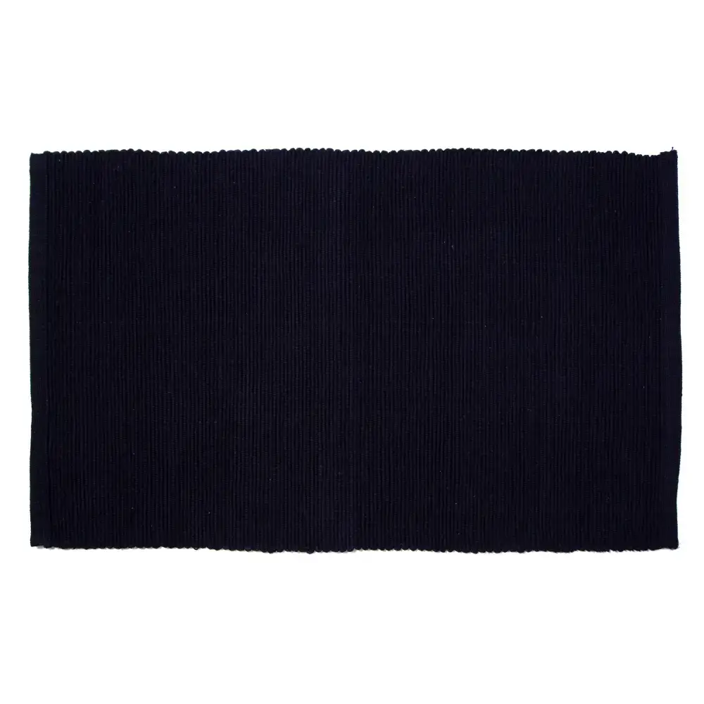 Accent Linen - Floor Mats Ribbed - ’100% Cotton - Black 22’’x34’’
