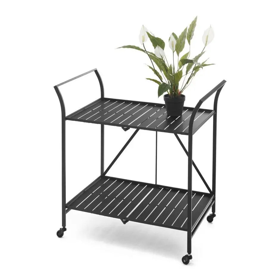 Folding Iron Trolley Table Black - PABOOM