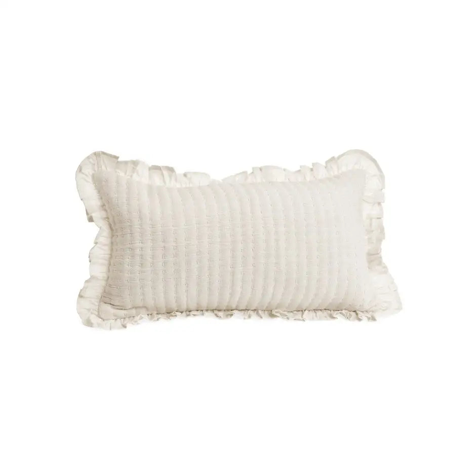 ADV - Off White Cotton Gauze Cushion with Frills