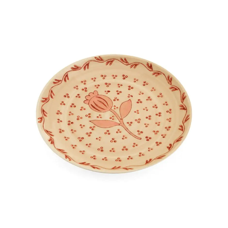 Plate Porcelain Painted White Cranberry 8x8” - PABOOM