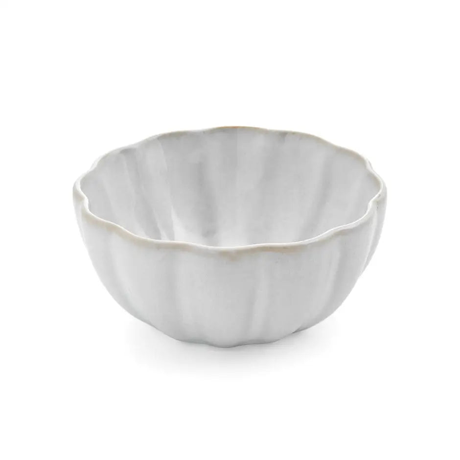 ADV - Scallop Edge Porcelain Bowl - white ceramic bowl fluted exterior