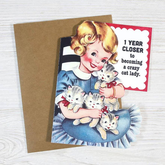 Closer to Crazy Cat Lady card shown from another angle