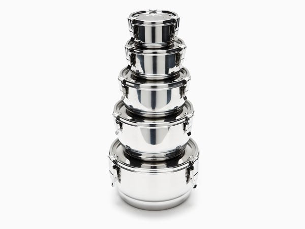 Onyx small stainless steel airtight container with lid open - PABOOM