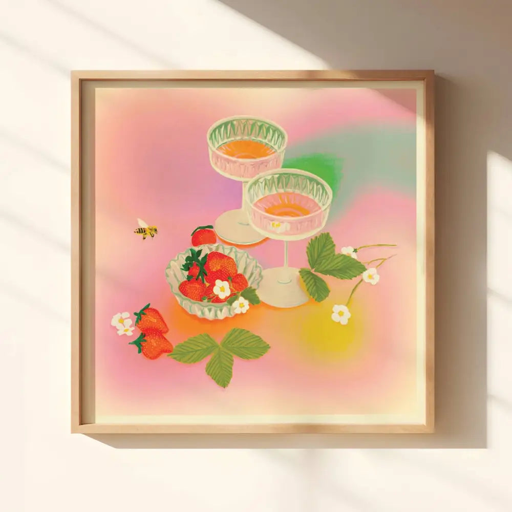 Strawberry Rainbow Cocktail Art Print - PABOOM