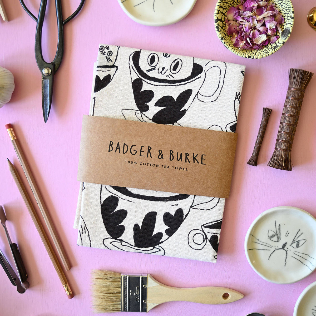 Tea Time tea towel unfolded full print - PABOOM