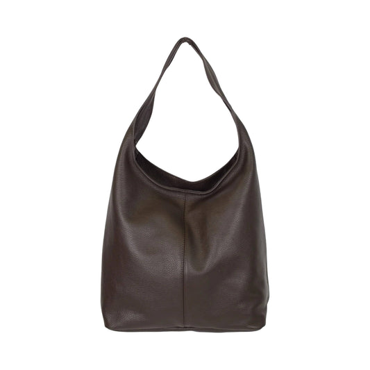 Grained leather escape hobo bag, side profile