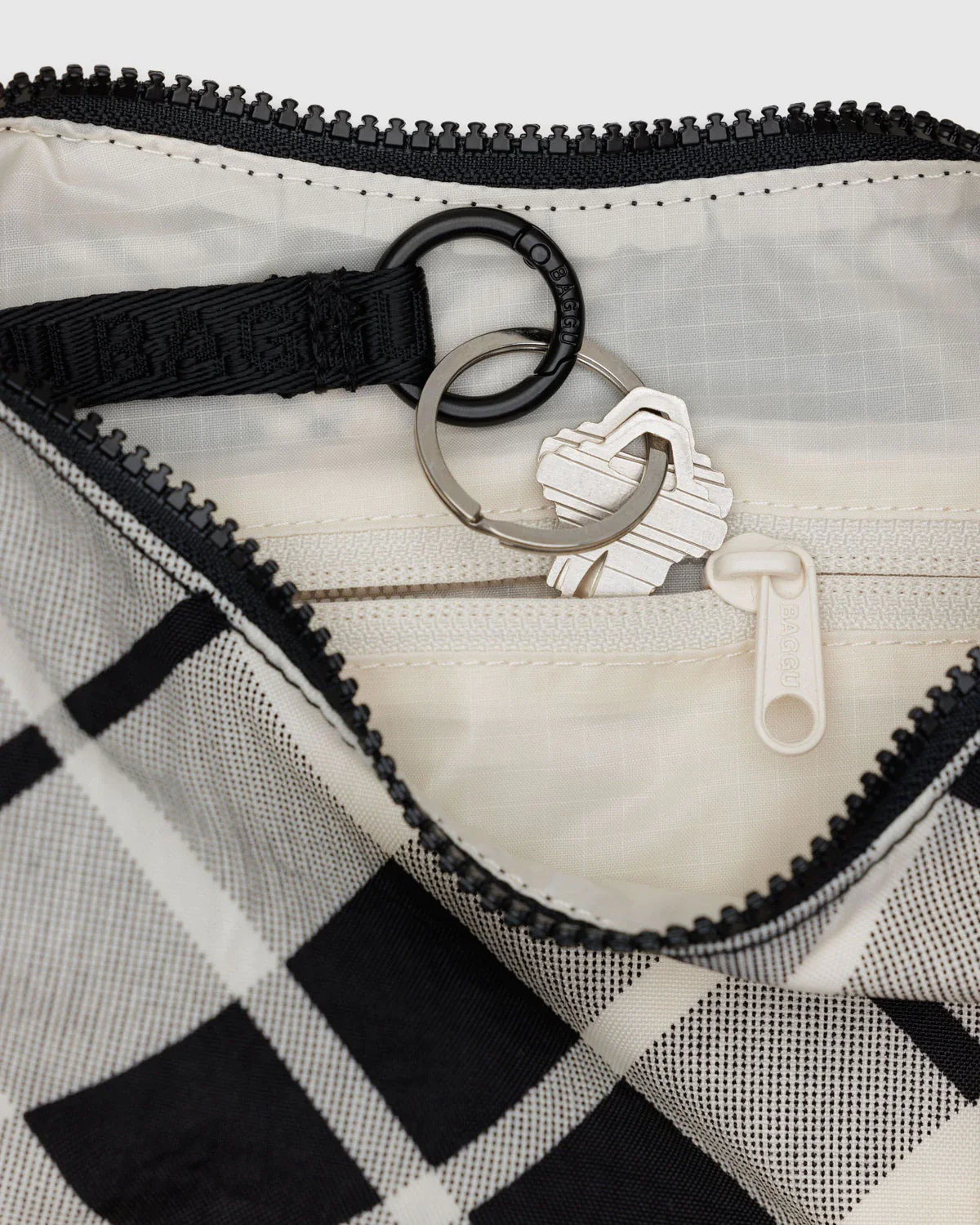 BAGGU Small Nylon Crescent Bag - Mixed Plaid