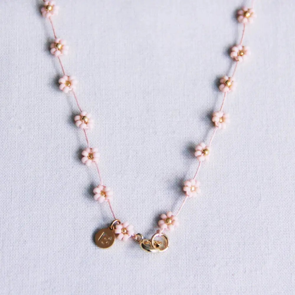 Bazou - Daisy flower necklace - nude/gold