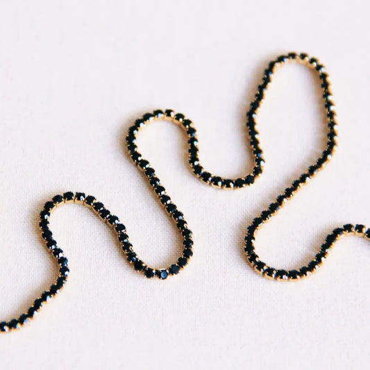 Fine Rhinestone Necklace - Black/Gold
