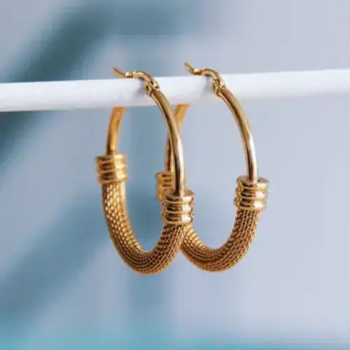 Gold Hoops With Decorative Bottom - PABOOM