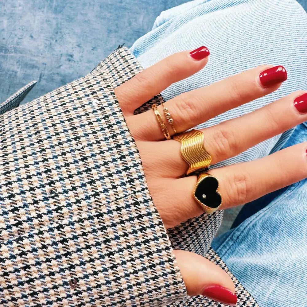 Heart Ring Black/Gold - PABOOM