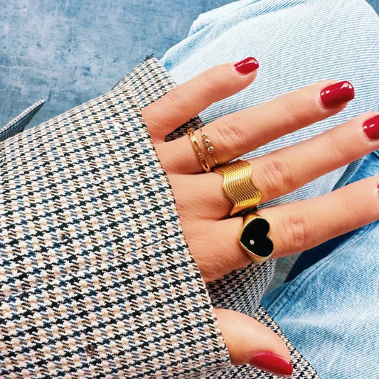 Heart Ring Black/Gold - PABOOM