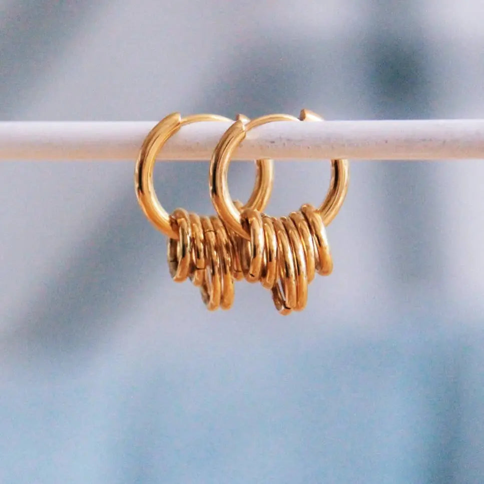 Hoop Earrings With Rings Gold - PABOOM