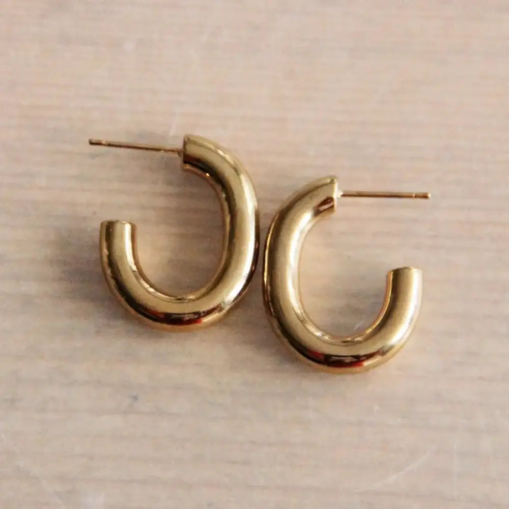 Oval Statement Gold Earrings - PABOOM