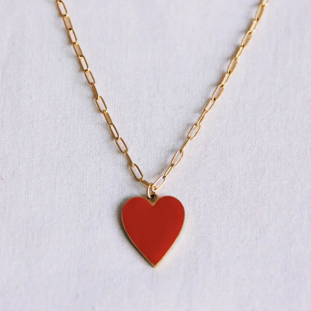 Red Heart D-Chain Gold Necklace - PABOOM