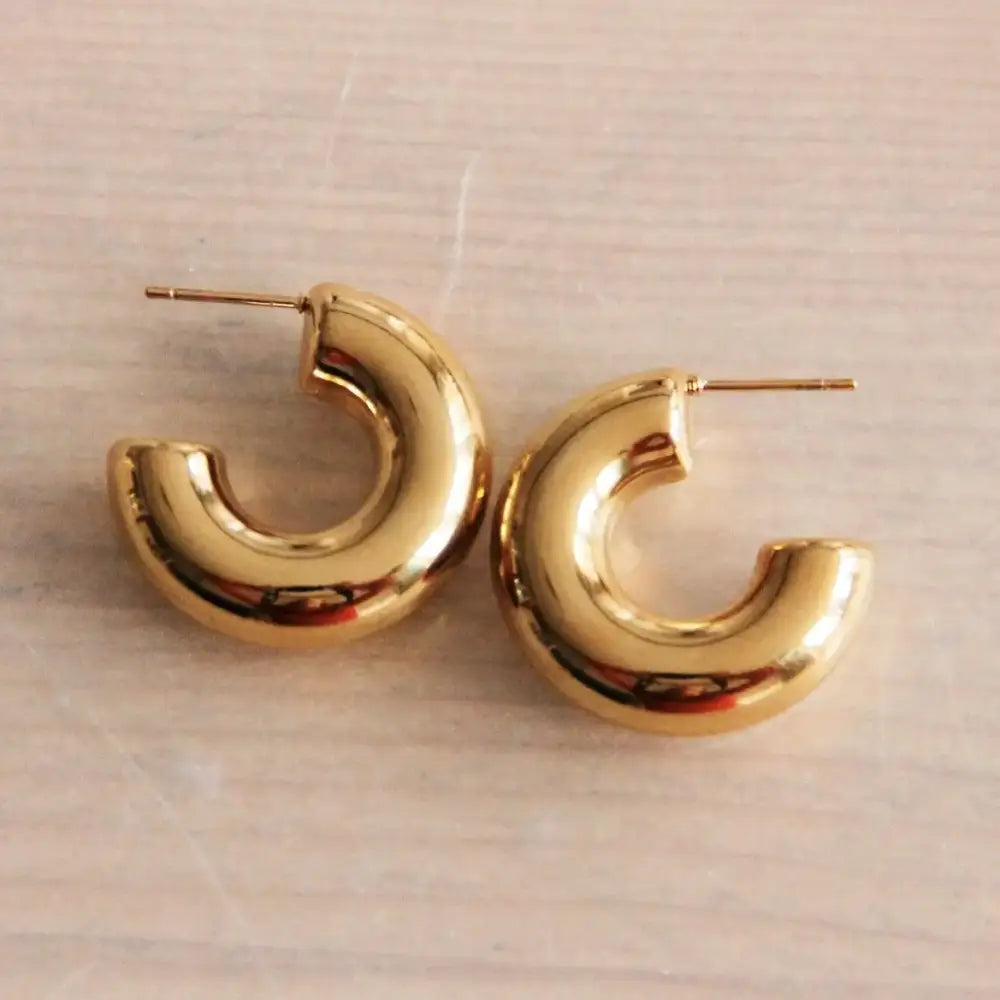 Round Statement Gold Hoop Earrings - PABOOM