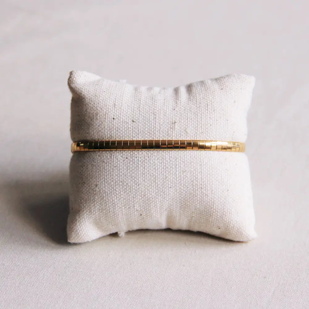 Steel Flat Bracelet Striped - Gold - PABOOM