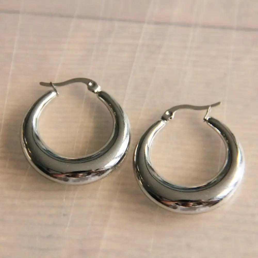 Wide Creole Hoops Silver 30mm - PABOOM