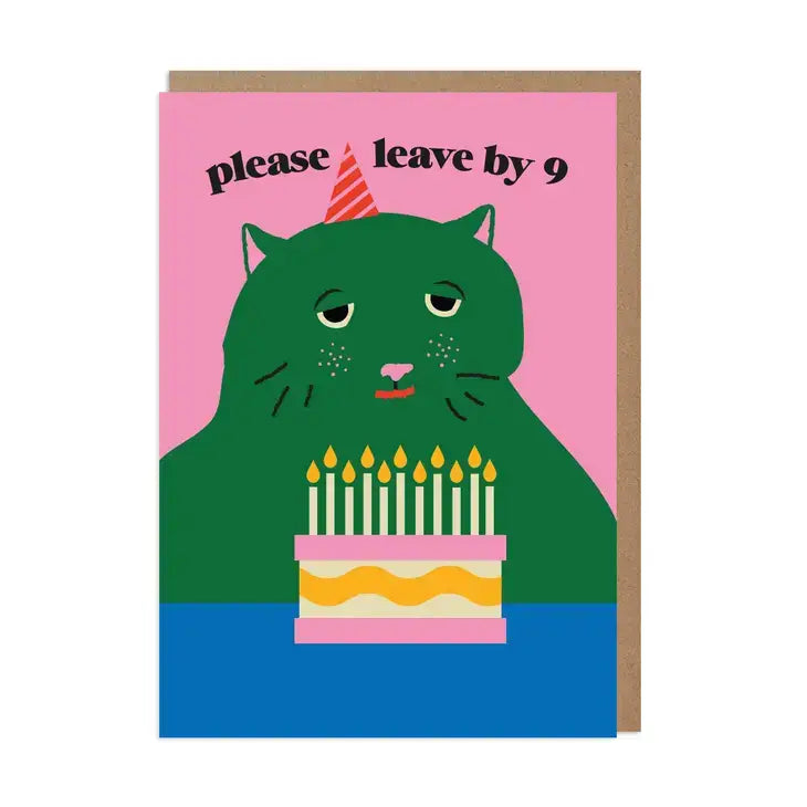 Grumpy Cat Leave By 9 Birthday Card - PABOOM