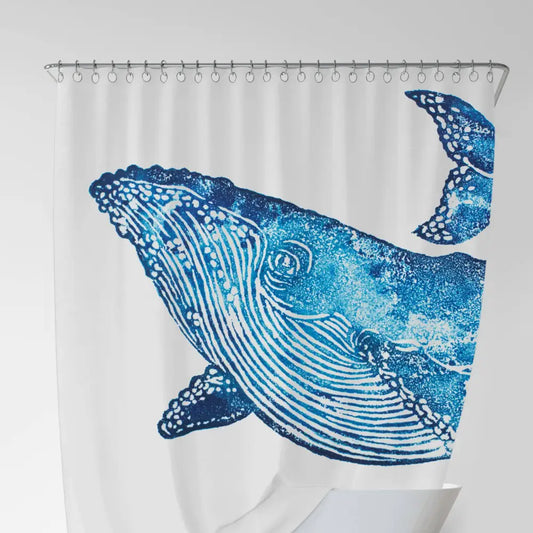BlissHome - Creatures Blue Shower Curtain Whale