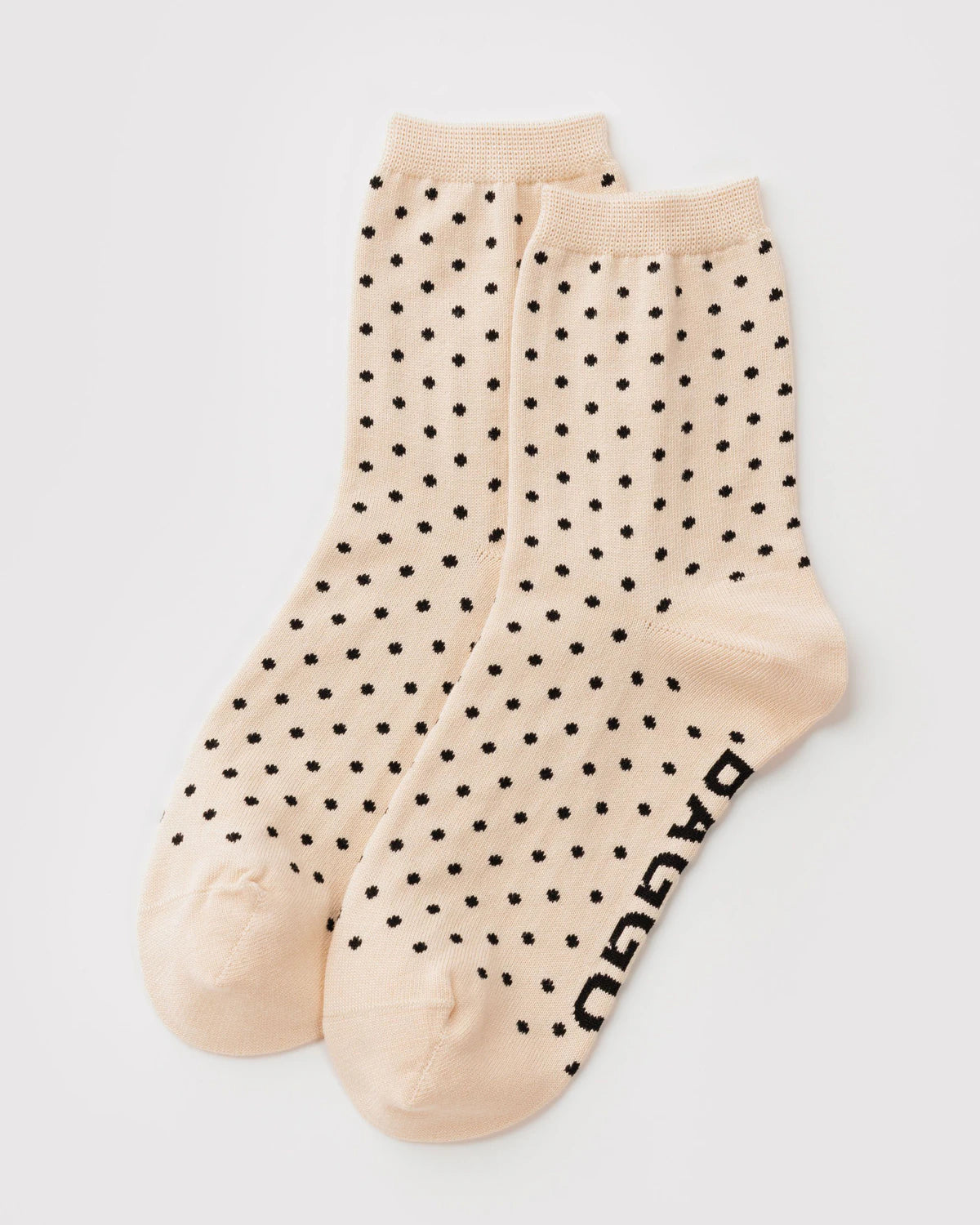 BAGGU Crew Sock - Micro Cream and Black Polka Dot
