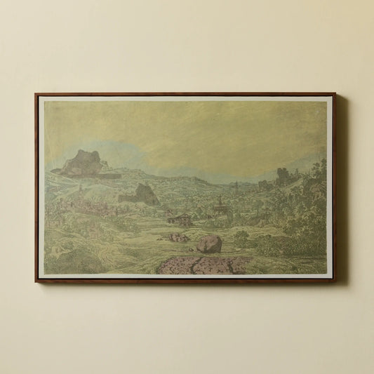 Painting Valley with a River and a Town with Four Towers by Hercules Segers Landscape Framed Wall Art on Canvas
