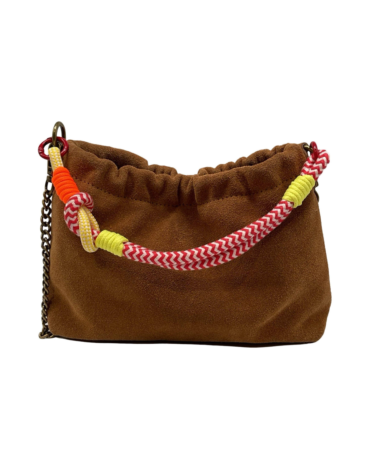 Suede Leather Shoulder Bag Pleated - Beige
