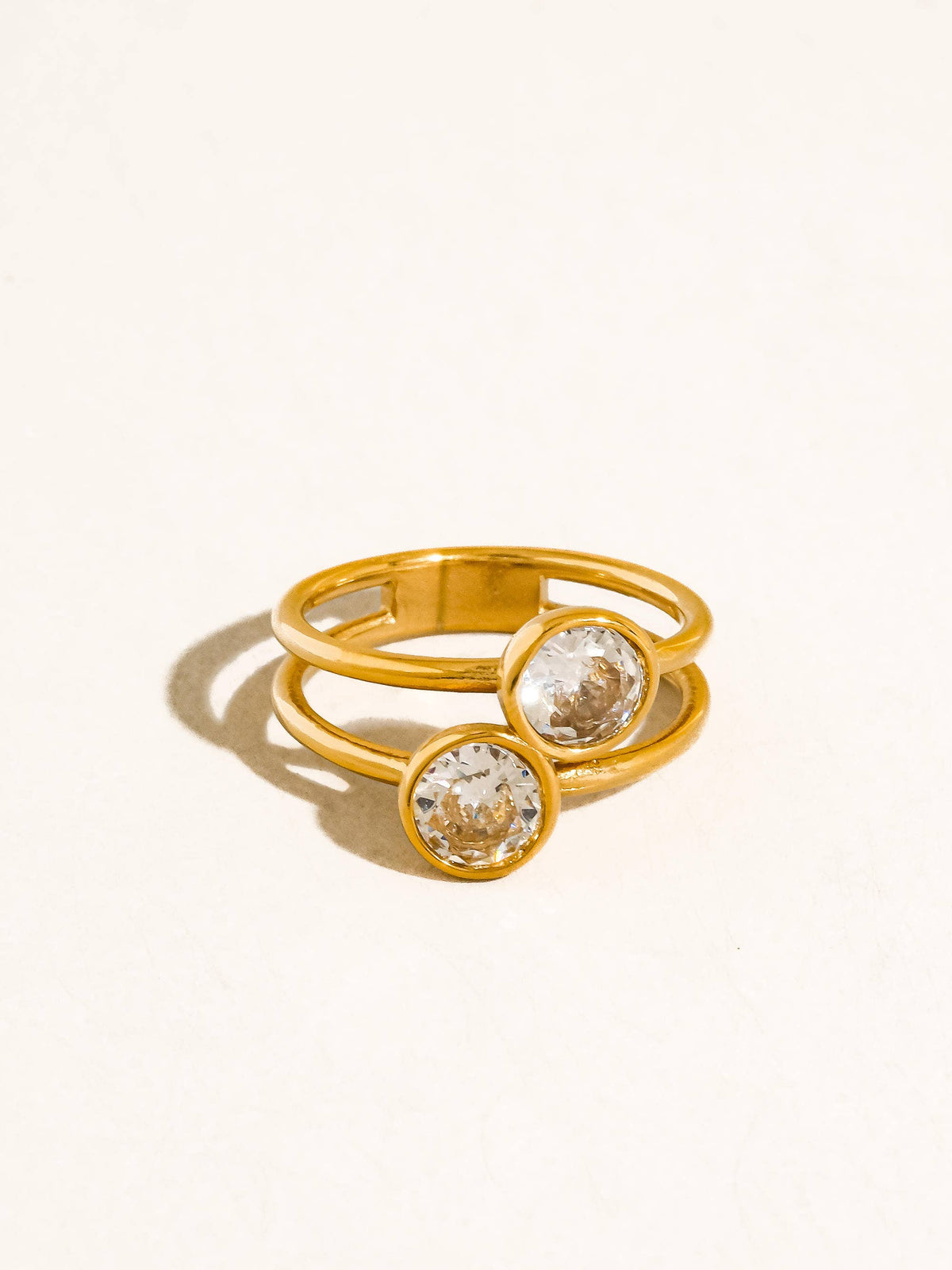 Hollis Double CZ Ring - Gold