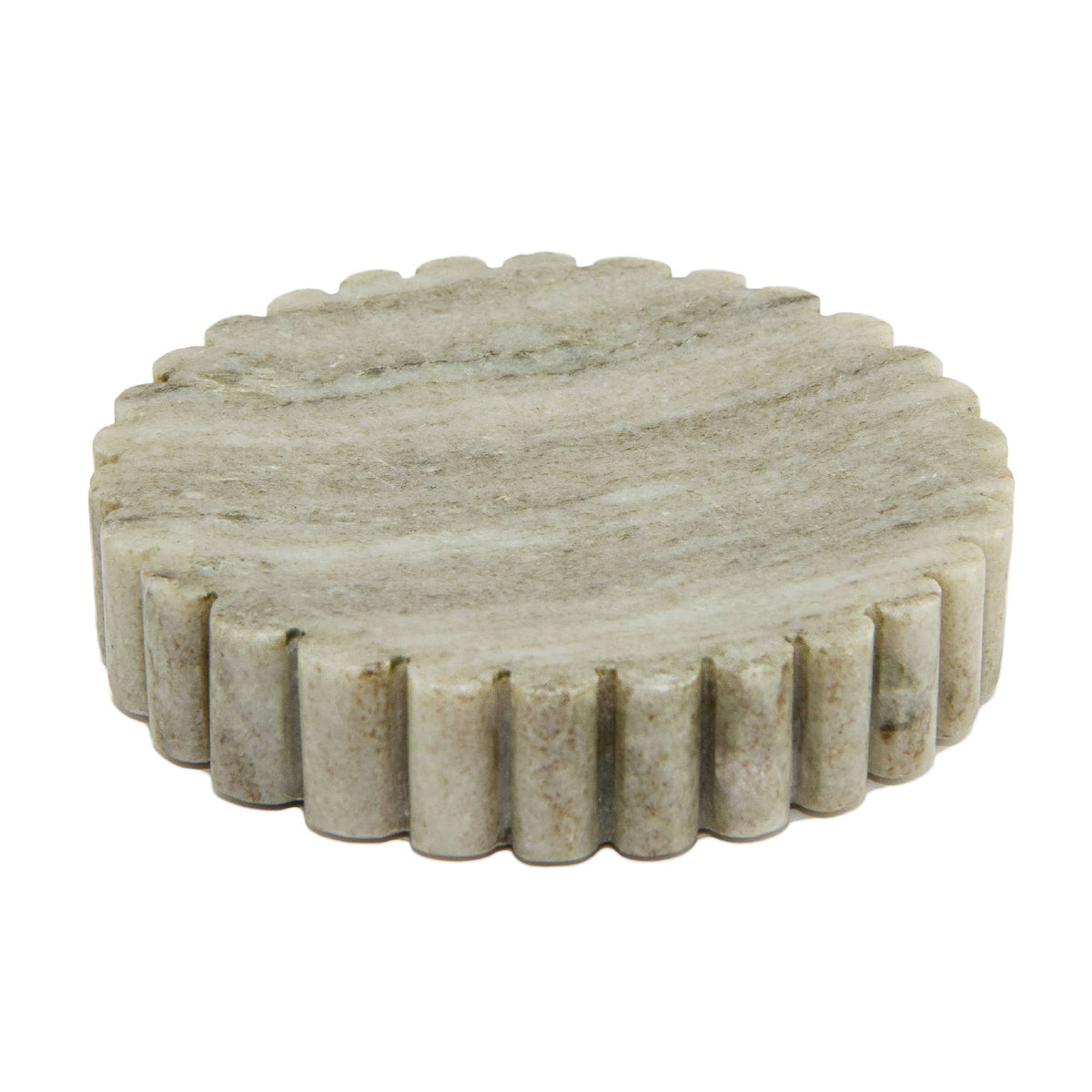 Elise Beige Marble Soap Dish Ribbed Edge