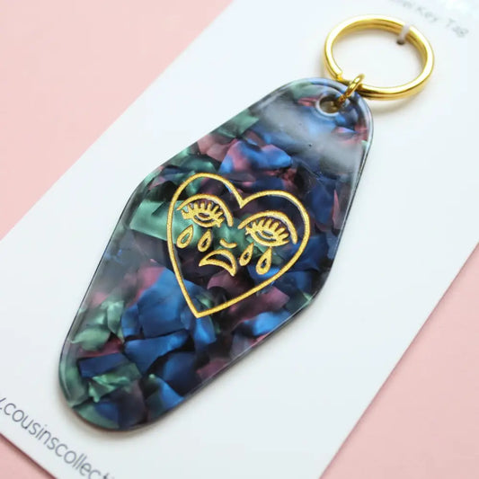 Black Crying Heart Motel Keytag - PABOOM