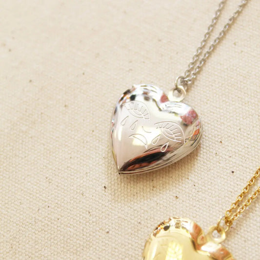 Cousins Collective - Crying Heart Locket Charm Necklace Silver