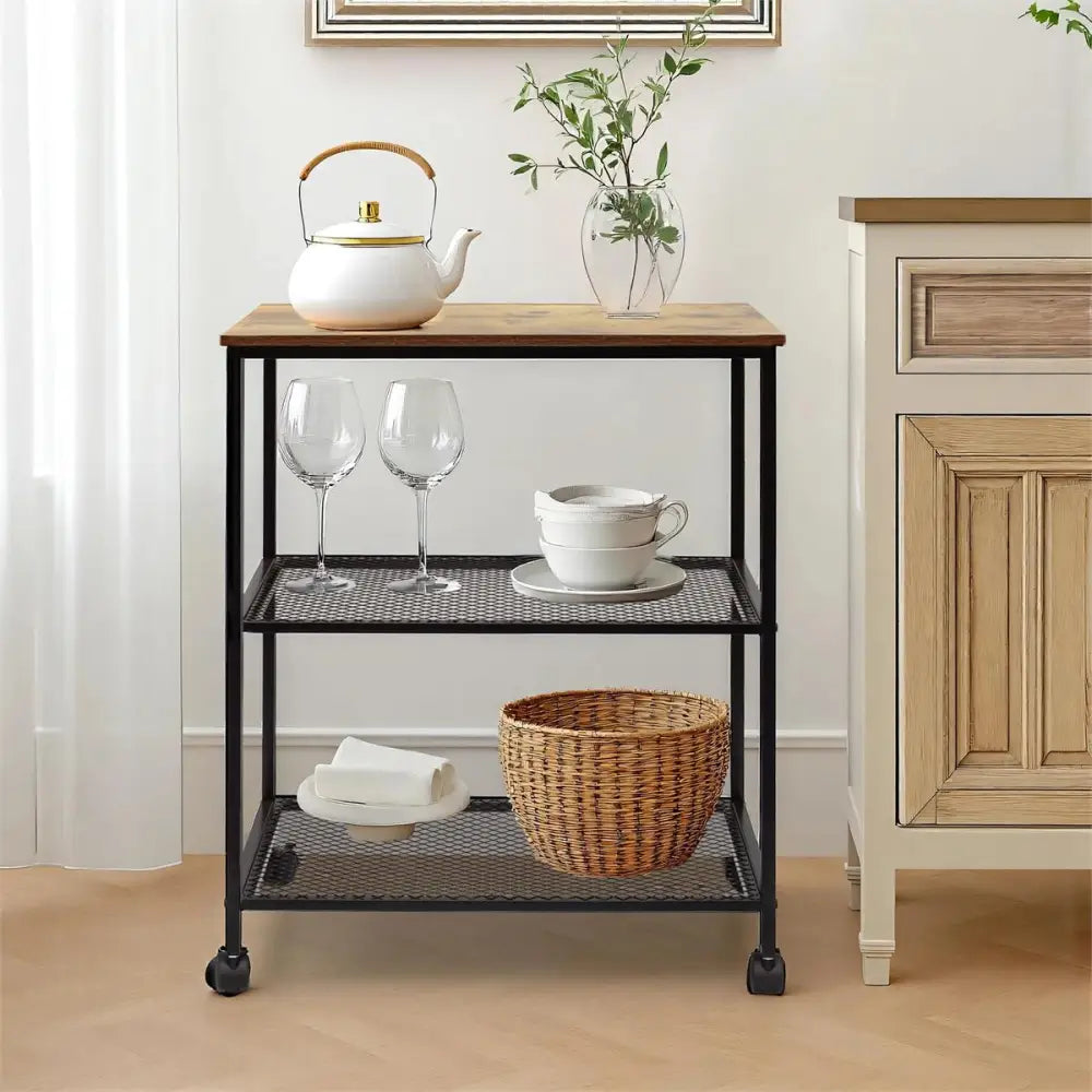 CTG Brands - 3 Level Trolley Black Powder Coated W/MDF Board