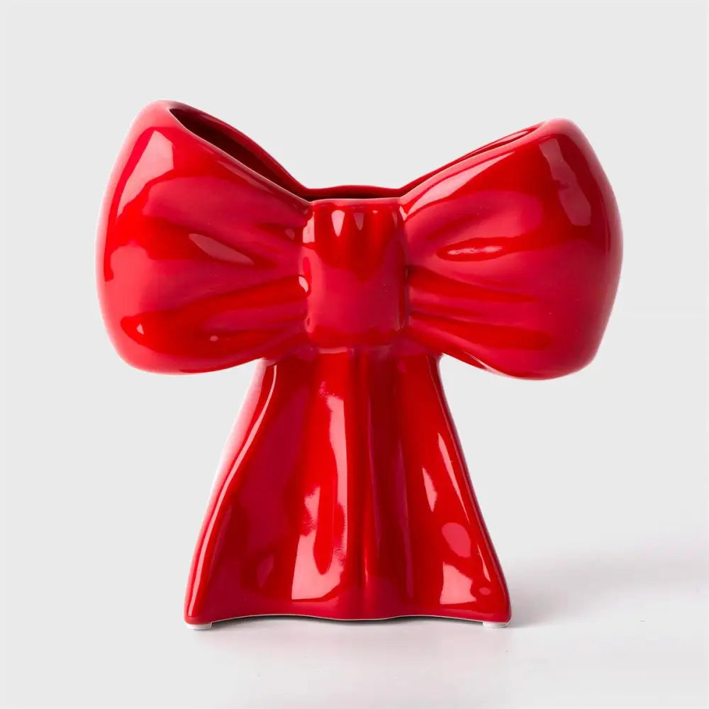 CTG Brands - Ceramic Bow Vase Red 2.4x5.9x5.9”