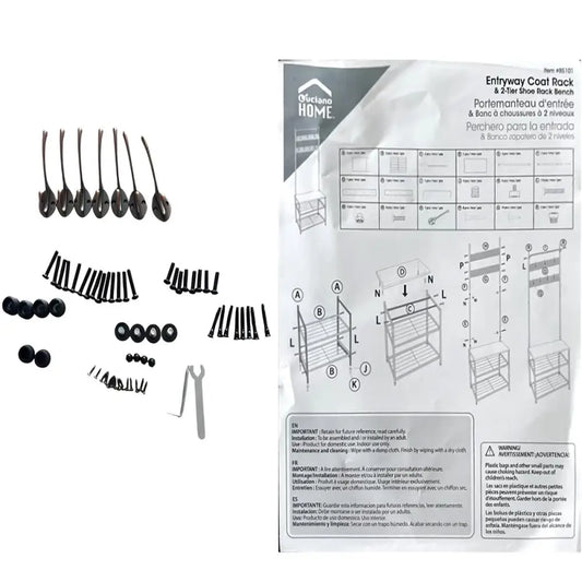 CTG Brands - Coat & Shoe Rack Powder Coated w/Wood Seat