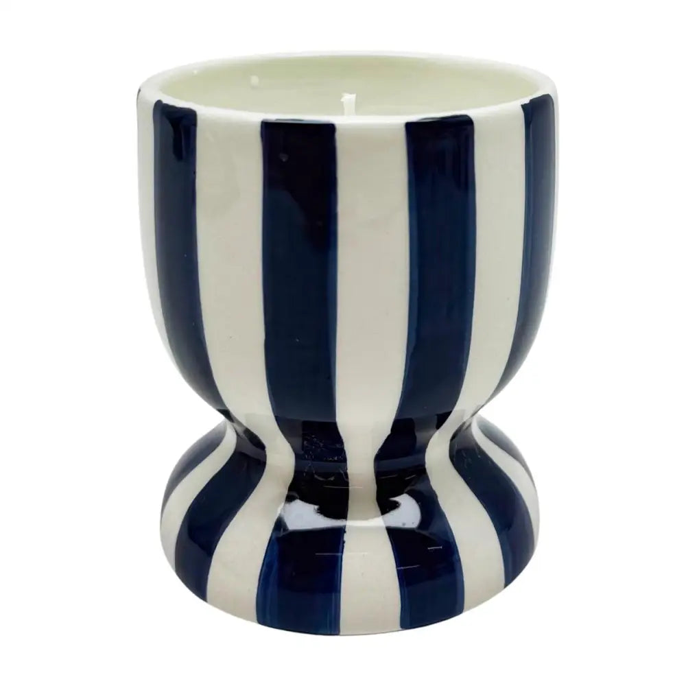 Striped Ceramic Jar Candle - Navy