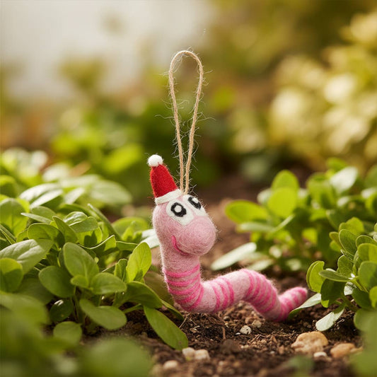 Handmade Felt Christmas Wrigley the Worm Hanging Decoration