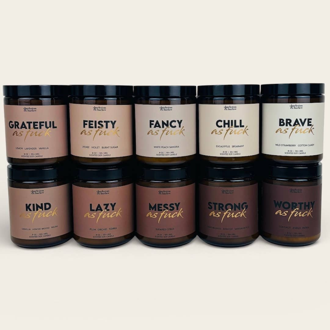 Charleston & Harlow Strong As Fuck candle lifestyle shot